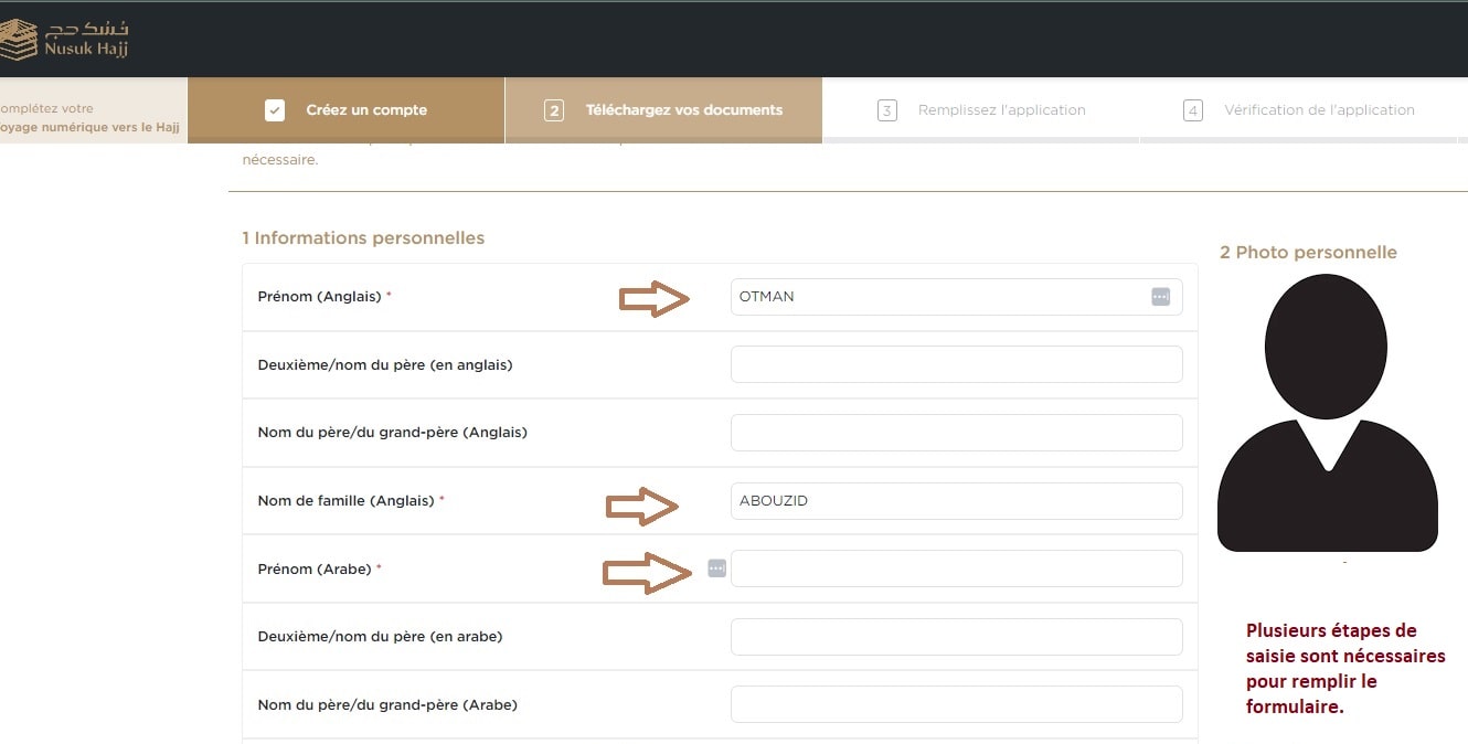 remplir l'appplication pour le Hajj sur NUSUK